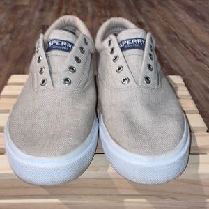 Sperry Top-Sider Canvas Sneaker - Light Tan/White - Size 12